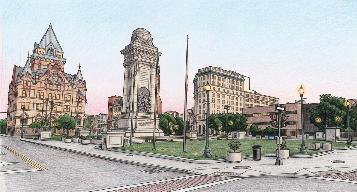 Modern Syracuse buildings representing AI visibility opportunities in CNY